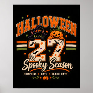 Halloween 27 Kuslig Säsong Varsity Svart Katt Poster