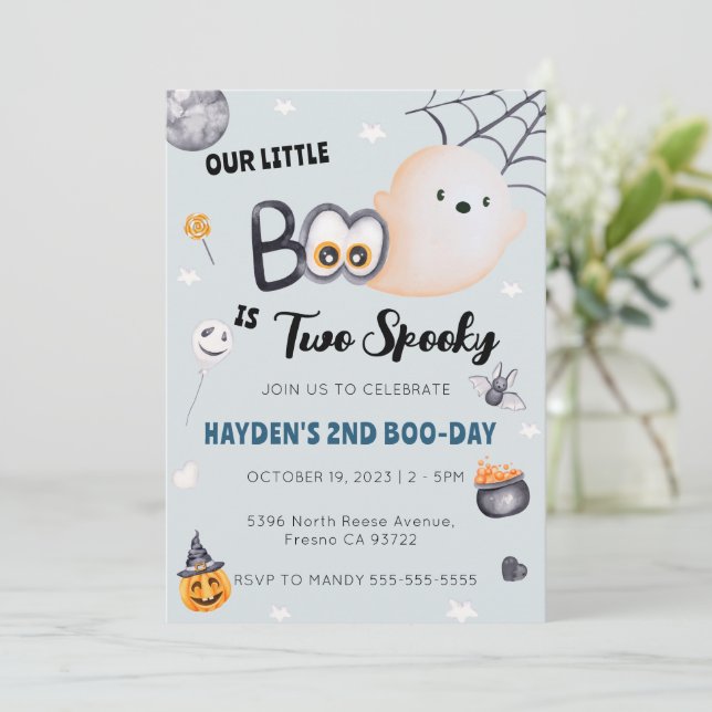 Halloween 2:a födelsedag två-taloky inbjudningar (Stående Fram)