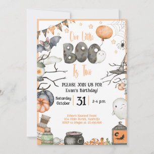 Halloween 2:a födelsedag Vår lilla boo är två Inbjudningar