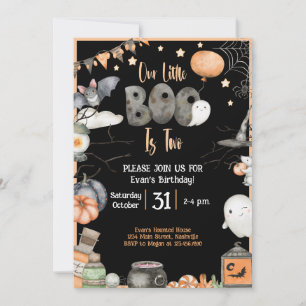 Halloween 2:a födelsedag Vår lilla boo är två Inbjudningar
