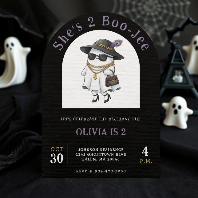 Halloween 2:a födelsedagen Party Ghost Two Boujee Inbjudningar (Halloween 2nd Birthday Party Ghost Two Boujee Invitation
)