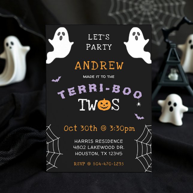 Halloween 2:a födelsedagen Terri-Boo Twos Ghost Go Inbjudningar (Halloween 2nd Birthday Terri-Boo Twos Ghost Gothic Invitation
)