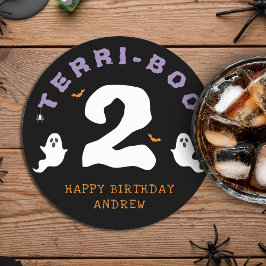 Halloween 2:a födelsedagen Terri-Boo Twos Ghost Go Underlägg Papper Rund