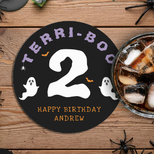 Halloween 2:a födelsedagen Terri-Boo Twos Ghost Go Underlägg Papper Rund