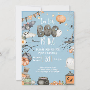 Halloween 2:a födelsedagen Vår lilla boo är två bl Inbjudningar