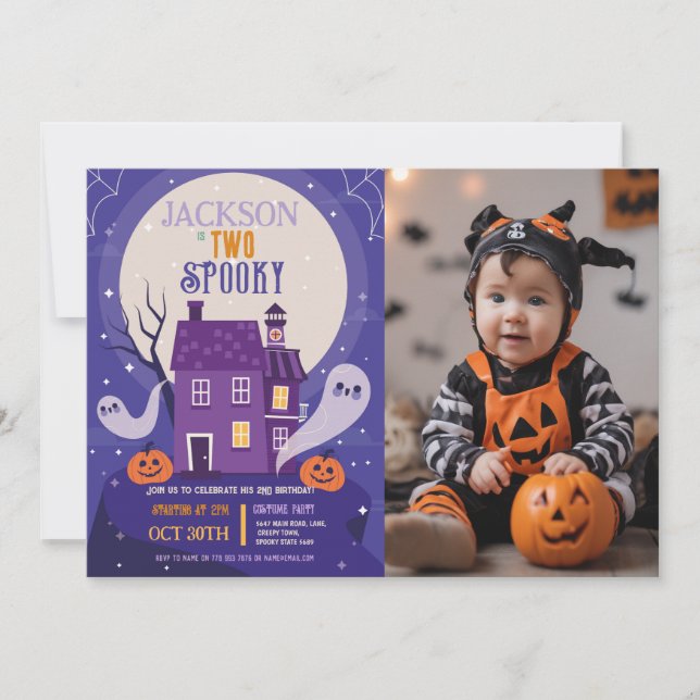 Halloween 2:a Spöken 2 Photo House Party Haunted Inbjudningar (Framsida)