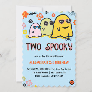 Halloween 2-års födelsedag spöktakulärt spöken ret inbjudningar