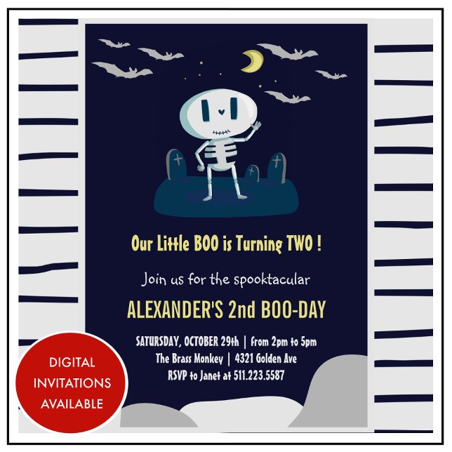 Halloween 2-års födelsedagsinbjudan boo spökis inbjudningar (halloween-2nd-birthday-invitations-little-boo-spooktacular-1)