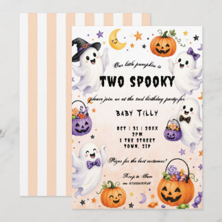 Halloween 2-års födelsedagsinbjudan inbjudningar