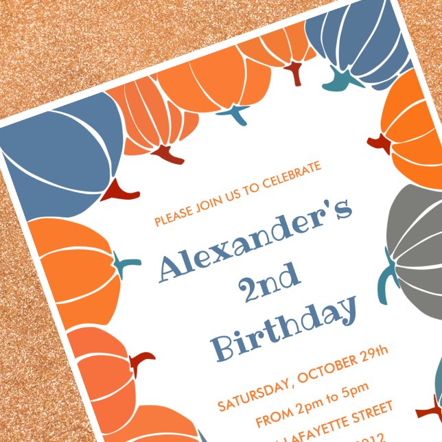 Halloween 2-års födelsedagsinbjudan pumpa pojke inbjudningar (Halloween-2nd-birthday-invitations-pumpkin-boy-1)