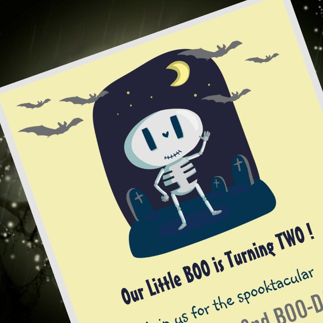 Halloween 2-års födelsedagsinbjudan vår lilla boo  inbjudningar (halloween-2nd-birthday-invitations-our-little-boo-cute-1)
