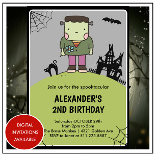 Halloween 2-års födelsedagsinbjudningar söt Monste Inbjudningar