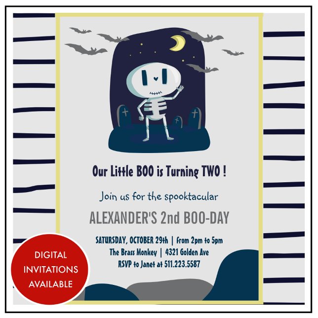 Halloween 2-års födelsedagsinbjudningar söta för b inbjudningar (halloween-2nd-birthday-invitations-little-boo-cute-1)