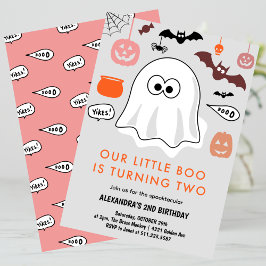 Halloween 2 födelsedag, liten boo inbjudningar