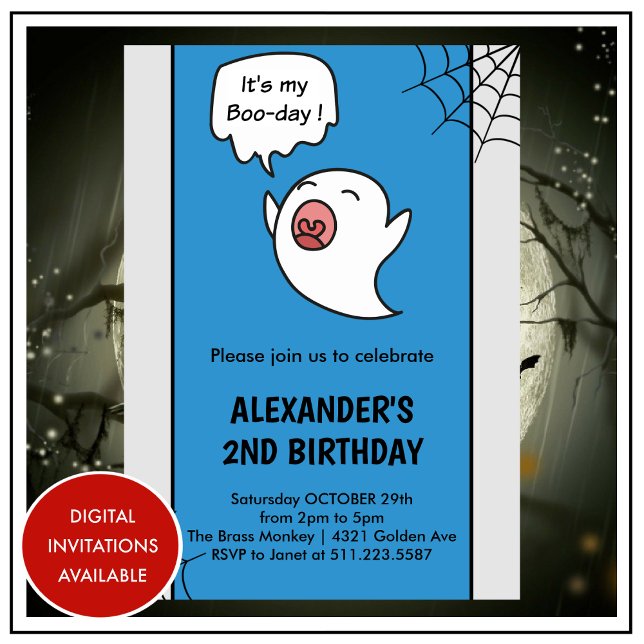 Halloween 2-födelsedagsinbjudningar pooky boo inbjudningar (halloween-2nd-birthday-invitation-second-1)