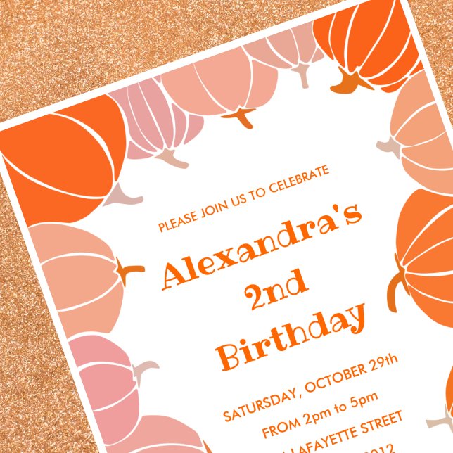 Halloween 2-födelsedagsinbjudningar pumpa barn inbjudningar (Halloween-2nd-birthday-invitations-pumpkin-kids-1)