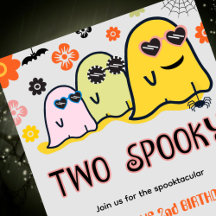 Halloween 2-födelsedagsinbjudningar söt spöken
