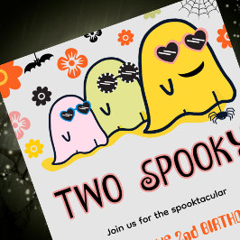 Halloween 2-födelsedagsinbjudningar söt spöken inbjudningar
