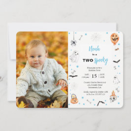 Halloween 2-födelsedagspresent - ett pojkfoto inbjudningar