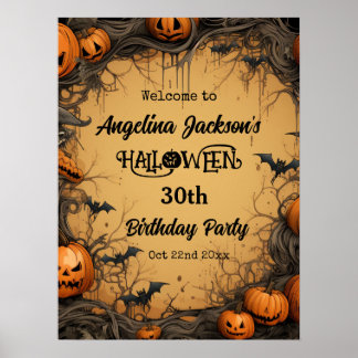 Halloween 30-års födelsedagsfest Pumpa välkommen Poster