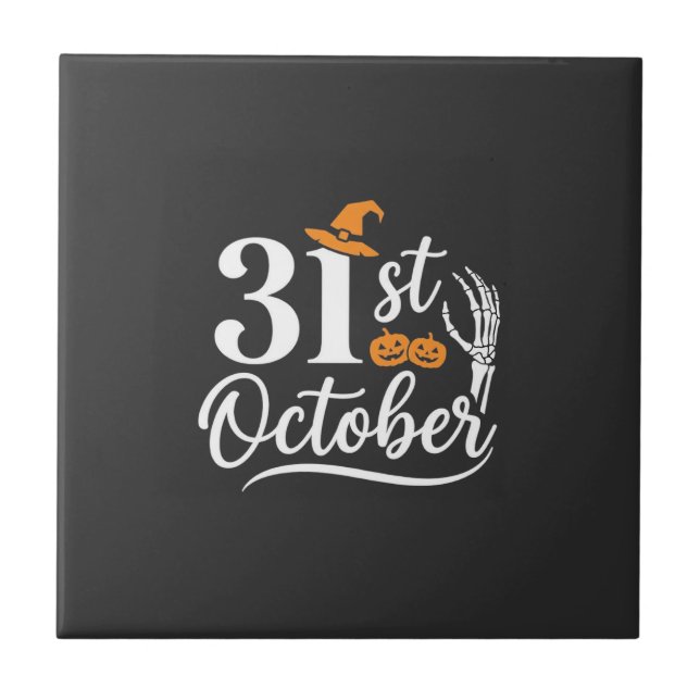 Halloween 31 oktober Pumpa Häxa Hatt Design_1 Kakelplatta (Framsidan)