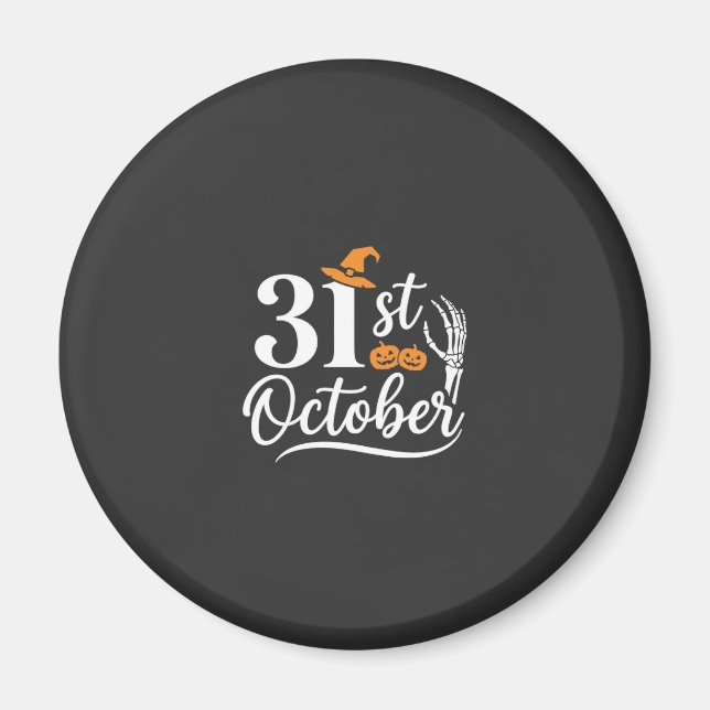 Halloween 31 oktober Pumpa Häxa Hatt Design_1 Magnet (Framsidan)