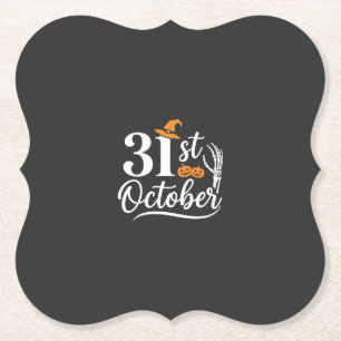 Halloween 31 oktober Pumpa Häxa Hatt Design_1 Underlägg Papper