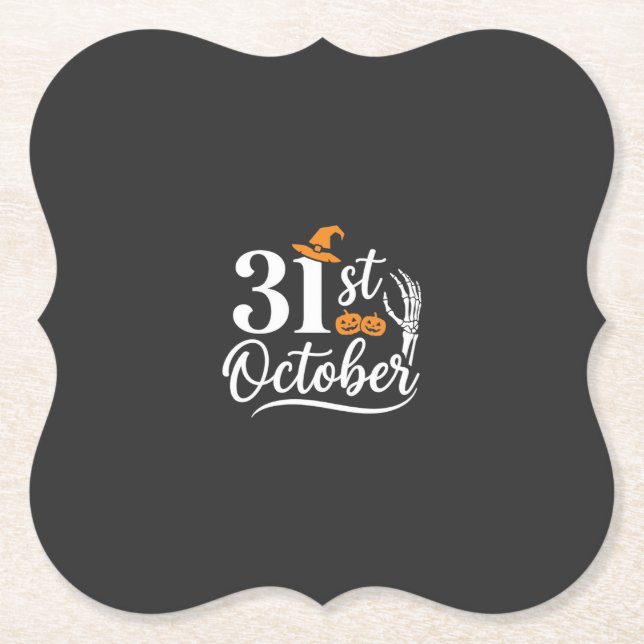 Halloween 31 oktober Pumpa Häxa Hatt Design_1 Underlägg Papper (Framsida)
