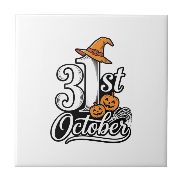 Halloween 31 oktober Typography T-shirt design_1 Kakelplatta (Framsidan)