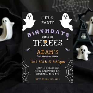 Halloween 3:e födelsedagen Kom i Threes Ghost Goth Inbjudningar