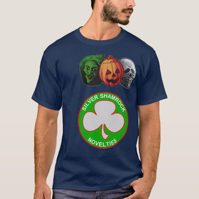 Halloween 3 Silver Shamrock Masks T Shirt (Framsida)