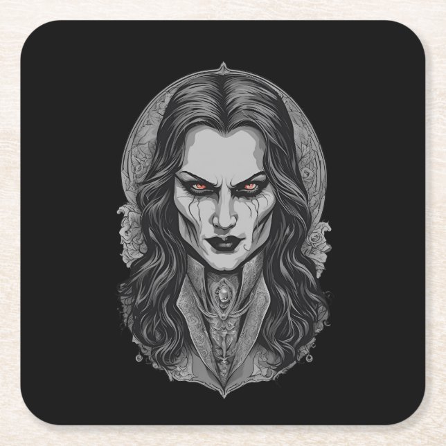 Halloween 3 vampyr, skräck, skrämmande vampyr. underlägg papper kvadrat (Framsidan)