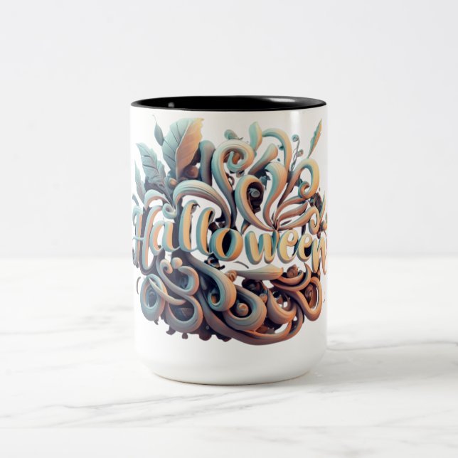 Halloween 3D-Logotyp #2 Två-Tonad Mugg (Center)