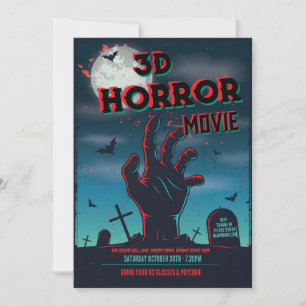 Halloween 3D Movie Horror Party-inbjudan Inbjudningar
