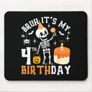 Halloween 4-års födelsedag Bruh-rolig Skelett 4-år Musmatta