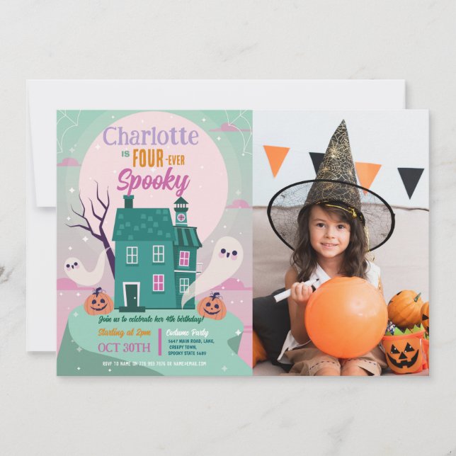 Halloween 4:e Party Photo Ghost House Haunted Inbjudningar (Framsida)