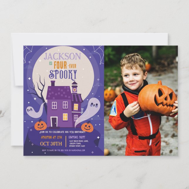 Halloween 4:e Spöken 4 House Party Photo Four Inbjudningar (Framsida)