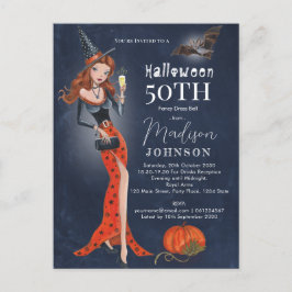 Halloween 50-års födelsedagsfest inbjudan vykort