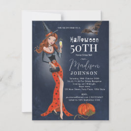 Halloween 50:e Födelsedagsfest inbjudan-vykort Inbjudningar