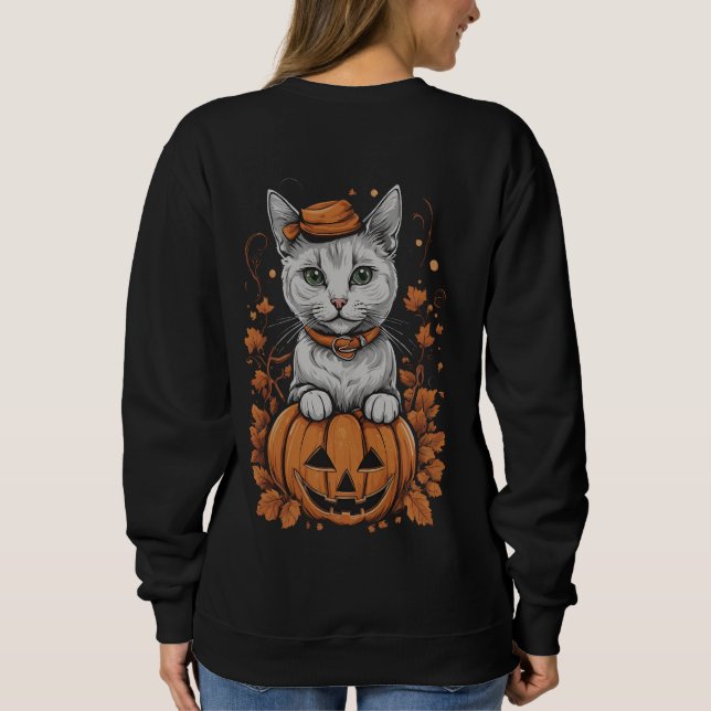 Halloween 6 kattunge, jack-o-lantern, gåva, kattun t shirt (Baksida)