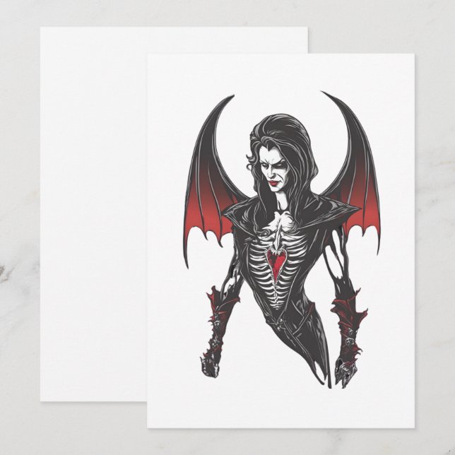 Halloween 6 vampyr, skräck, skrämmande vampyr,1 inbjudningar (Fram/baksida)