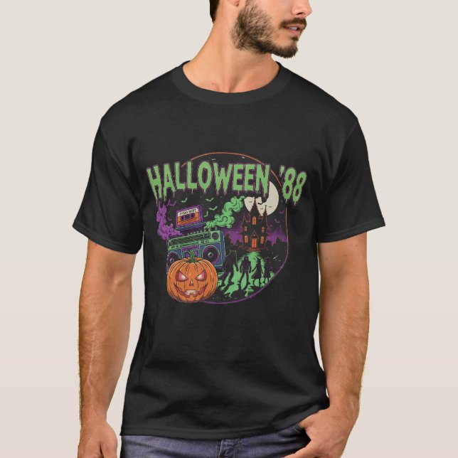"Halloween '88" - retro year design + VHS effect T Shirt (Framsida)