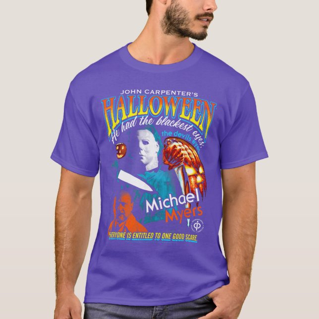 Halloween 90-tals Bootleg Färgrik Affisch Skräckfi T Shirt (Framsida)