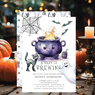 Halloween A Baby håller på att blåsa babyskor Inbjudningar