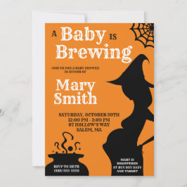 Halloween A Baby is Brewing Baby Shower Inbjudan