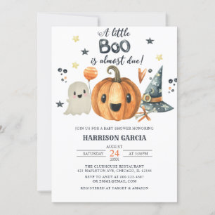 Halloween A Little Boo Pumpkin Baby Shower Inbjudningar