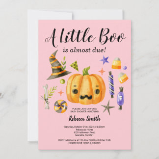 Halloween A Little Boo Pumpkin Girl Baby Shower Inbjudningar