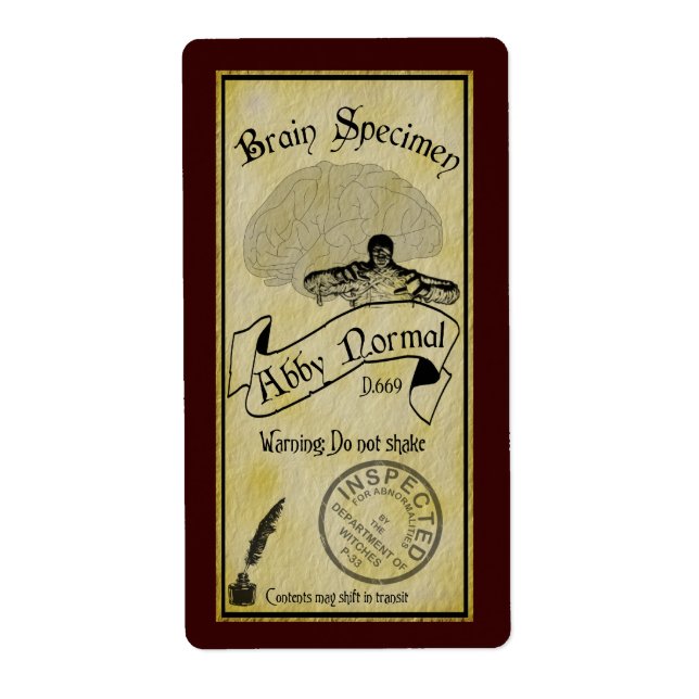 Halloween Abby Normal Flaska-etikett Fraktsedel (Framsidan)