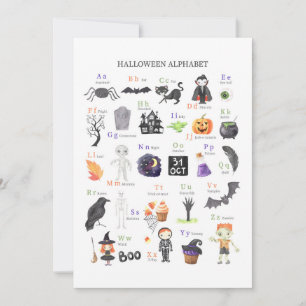Halloween ABC Poster studieguide för barn Inbjudningar
