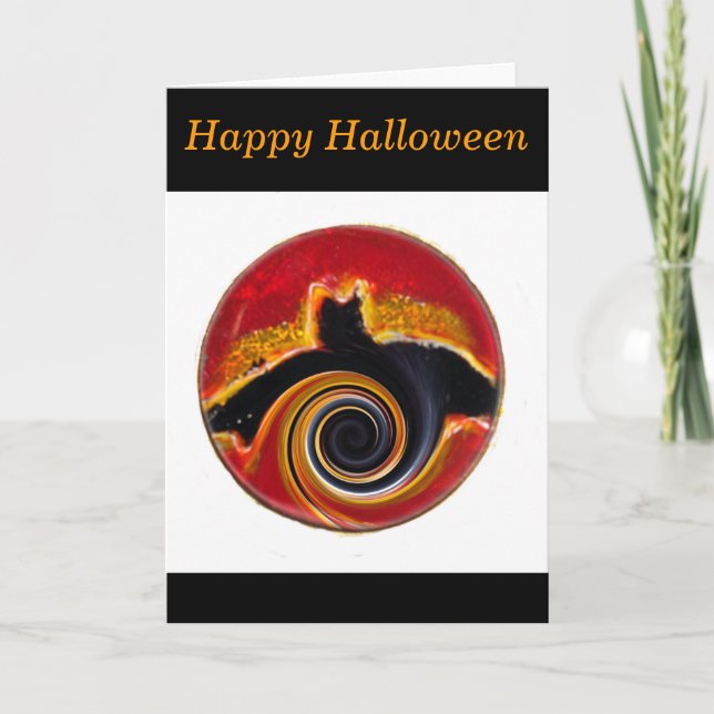 Halloween Abstrakt Fladdermus Art Kort (Framsida)